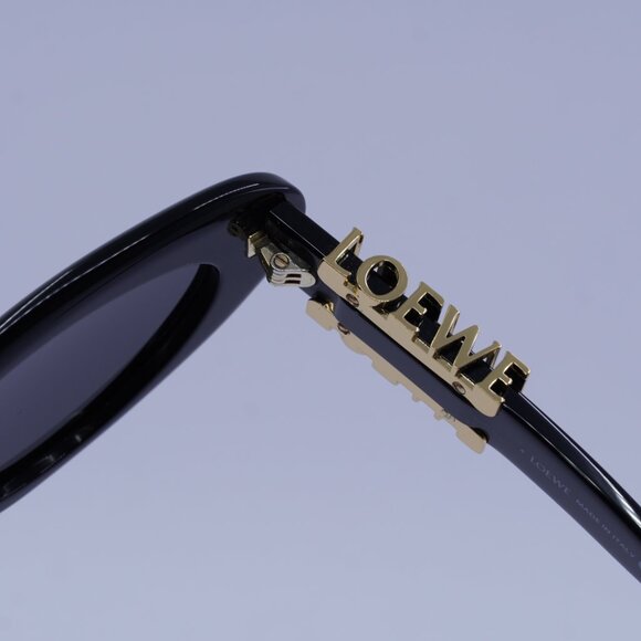 Loewe LW40156U 01A Sunglasses Shiny Black Cat Eye Frame, Smoke Lenses